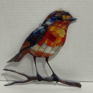 Suncatcher Acrylic Robin on a branch Bird Home Cabin Decor